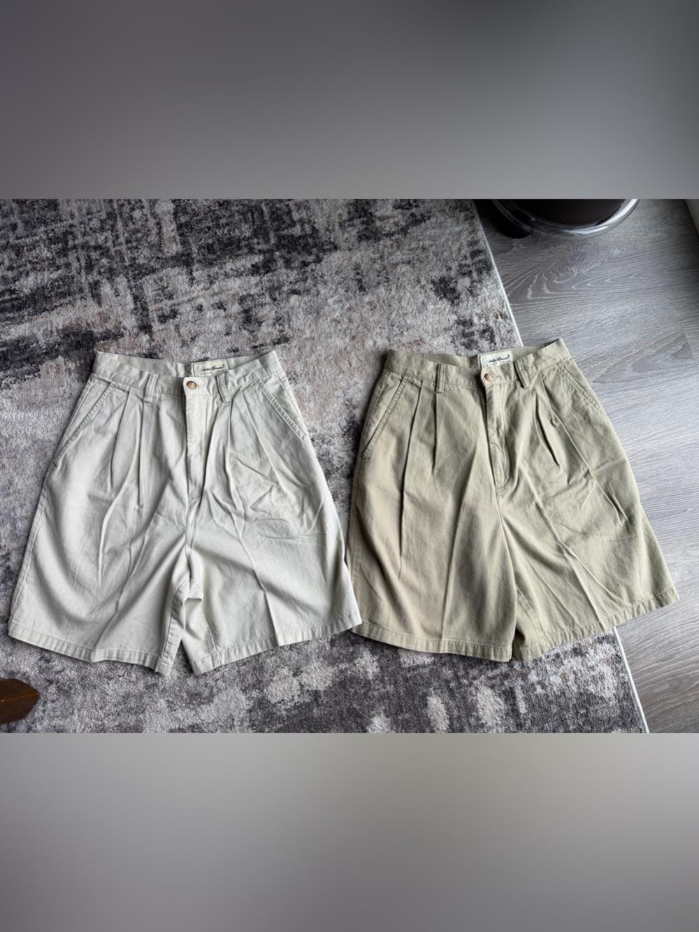 Two pairs of women’s Vintage Eddie Bauer khaki pleated shorts size 8